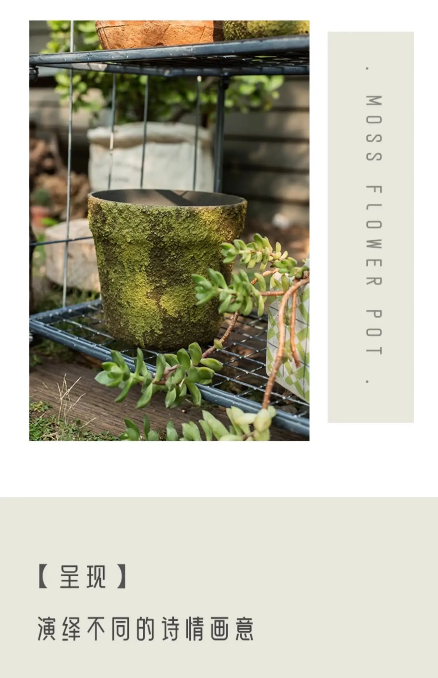 Creative imitation moss cement flower pot succulent flower utensil mud tile pot quaint planting utensils grocery garden ornament