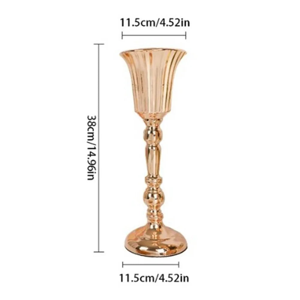 European Style Wrought Iron Gold Iron Vase FIower Art Anti-fall Wedding Photo Props Golden Simulated Flower Holders Table Decor