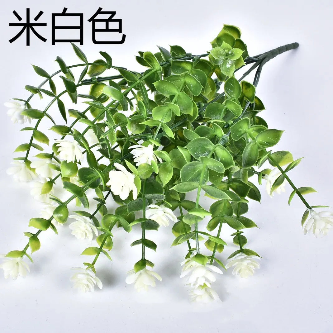 1pcs/lot Artificial Flowers 7-Pronged, 35 Mesh Eucalyptus Plastic Fake Flower Greenery Shrubs Plants Wedding Party Decoration