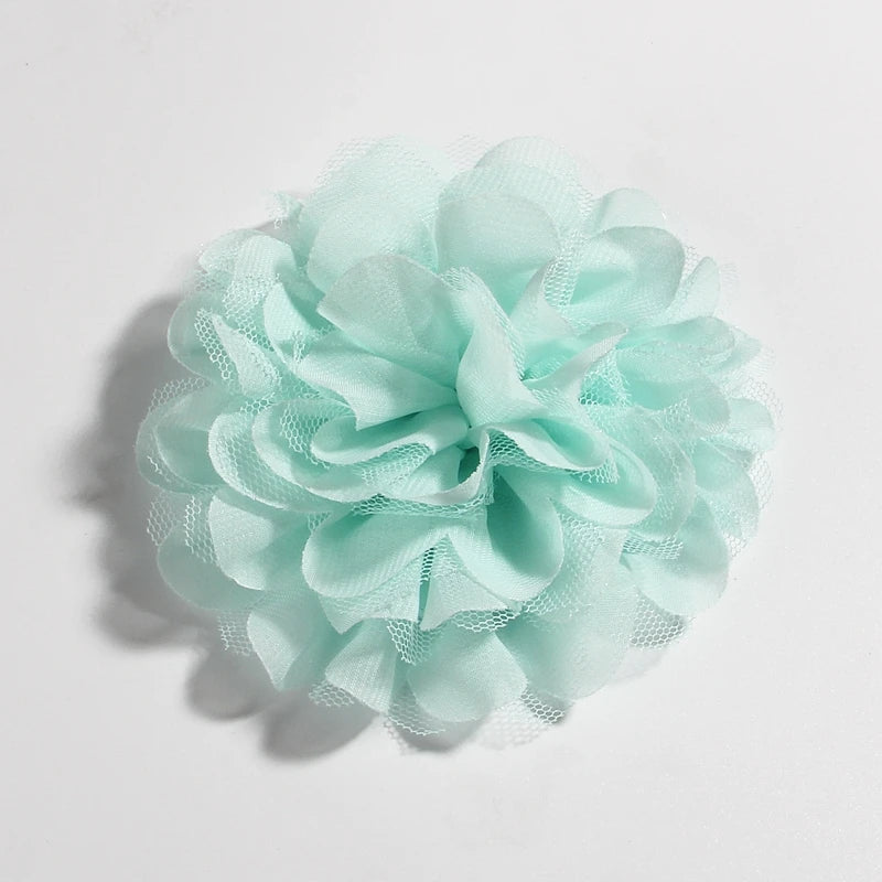 5PCS 4.4"11CM Lace Trim Patch Applique Fabric Artificial Flowers Wedding Dress Chiffon Flower Bride Hair Veil Clothes Decoration