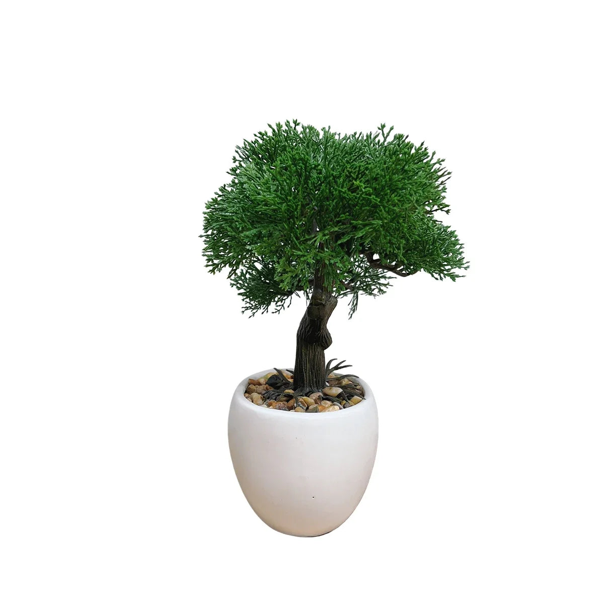 HXGYZP Bonsai Tree Artificial Plants Cypress Pine Tree With White Ceramic Pot Home Decor Indoor Office Desktop Plant Ornaments
