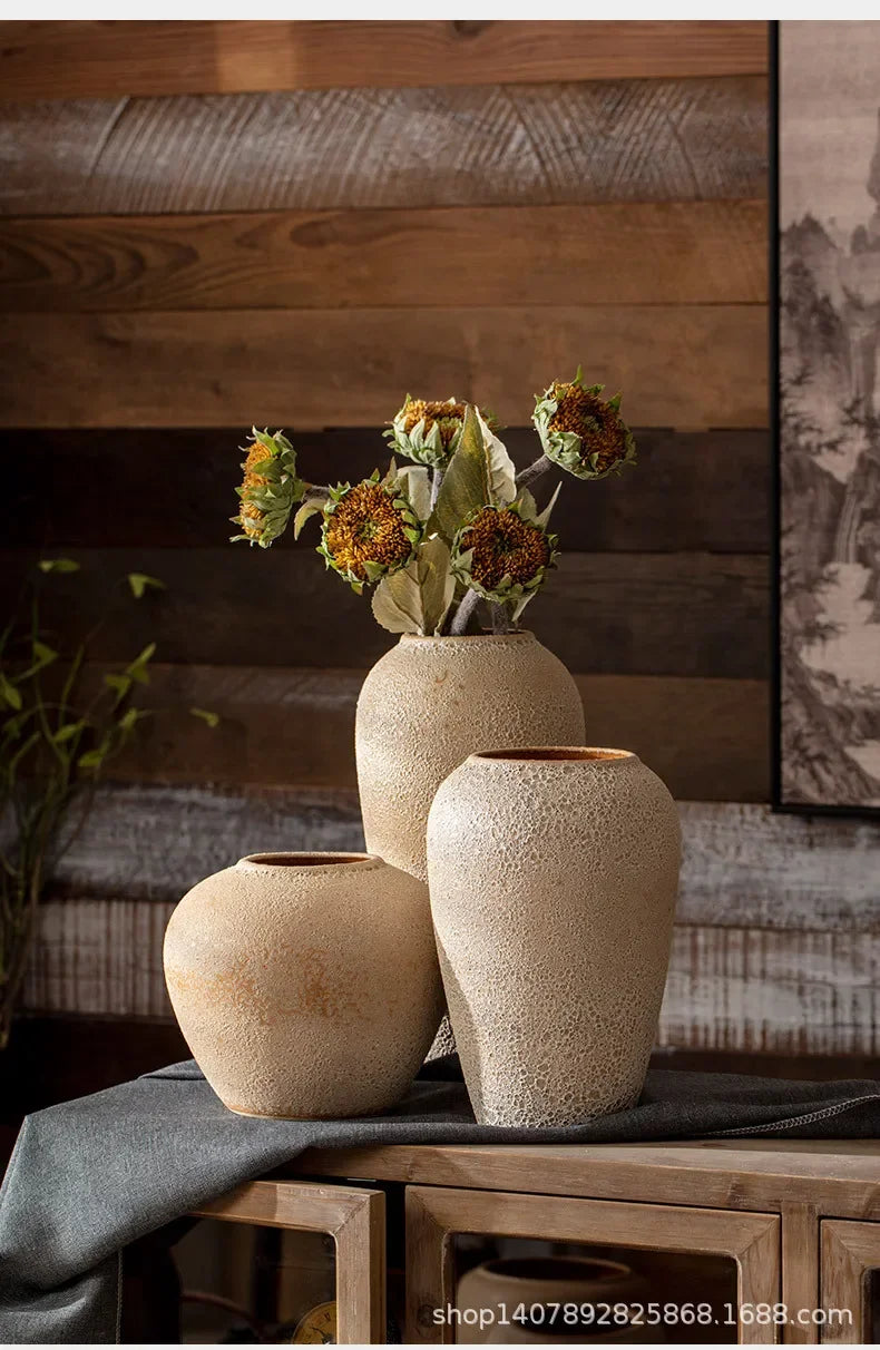 Creative Korean Rustic-Inspired New Chinese Simple Ceramic Vase - Perfect Tabletop/Hotel Decor, Elevate Room & Chambre Ambiance