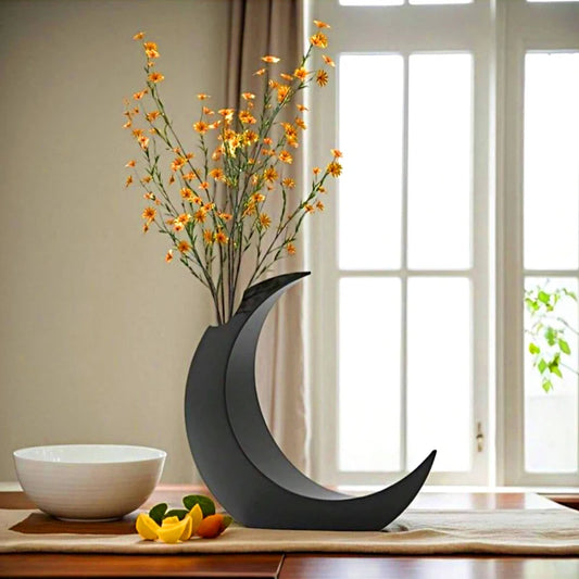 Halloween 3D Dried Flowers Vase Black White Artificial Flower Pot Gothic Moon Vase Desktop Ornament Home Decoration ﻿
