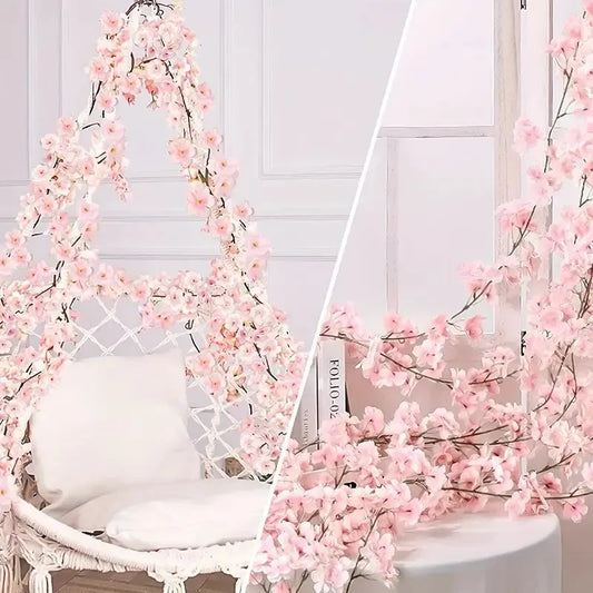 180cm Artificial Cherry Blossom Vine Sakura Garland Garden Backdrop Hanging Wedding Arch Decoration Christmas Sakura Ornament