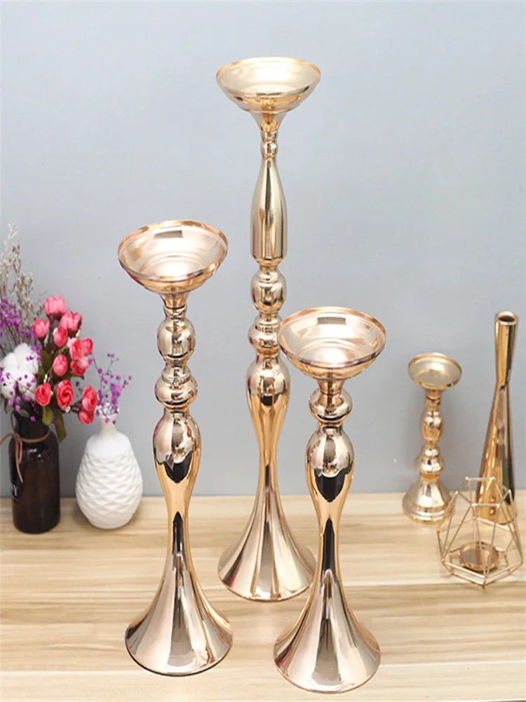 Metal Candle Holders Flowers Vase Candlestick Centerpieces Road Lead Candelabra Centerpieces Wedding porps Christmas decoration