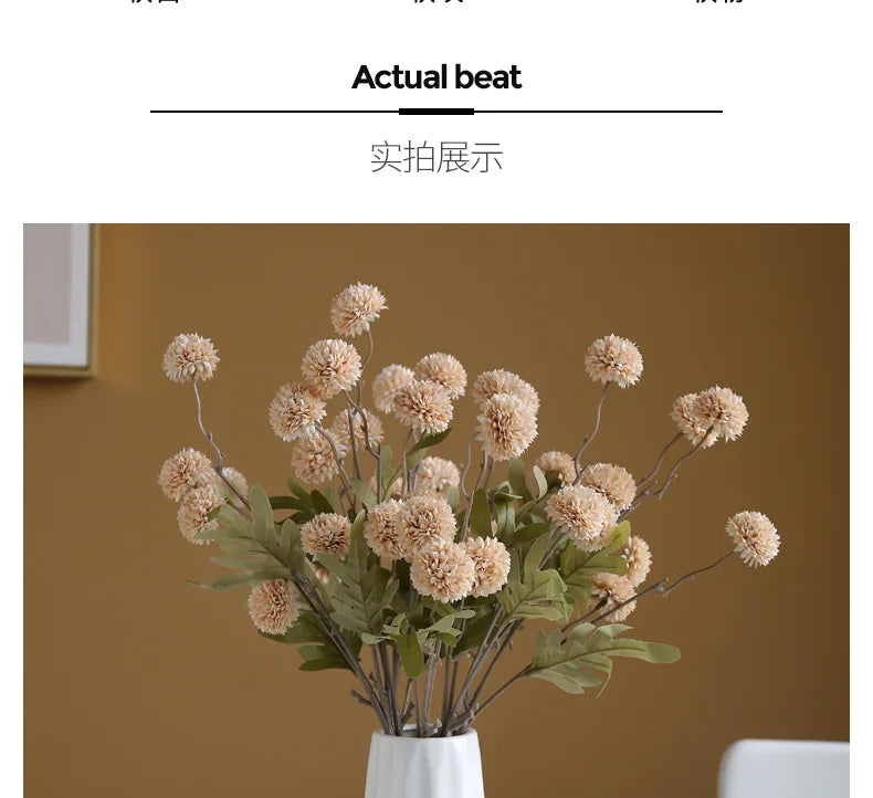 10 pcs Dandelion Artificial Flower Wedding  5 Head Fake Flowers Small Thorn Ball Home Decoration Bouquet Valentine's Day