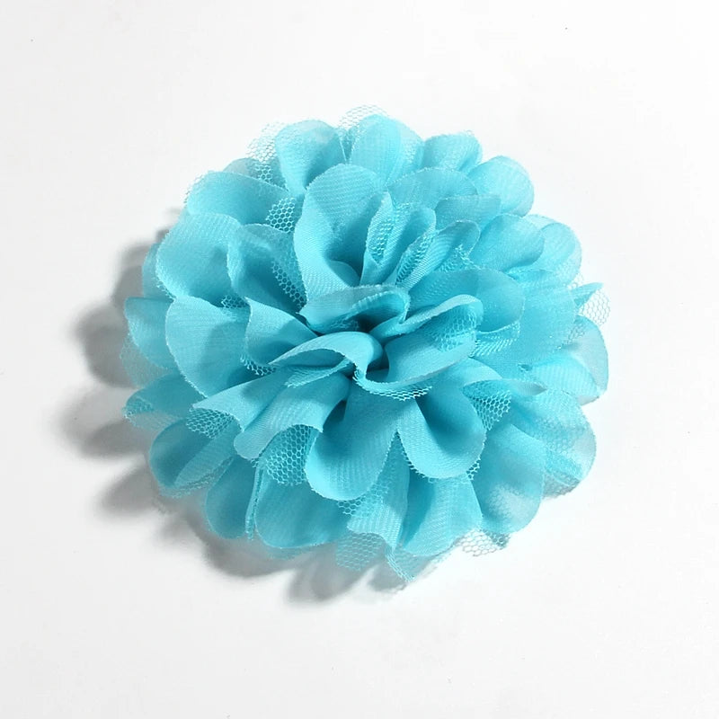 5PCS 4.4"11CM Lace Trim Patch Applique Fabric Artificial Flowers Wedding Dress Chiffon Flower Bride Hair Veil Clothes Decoration