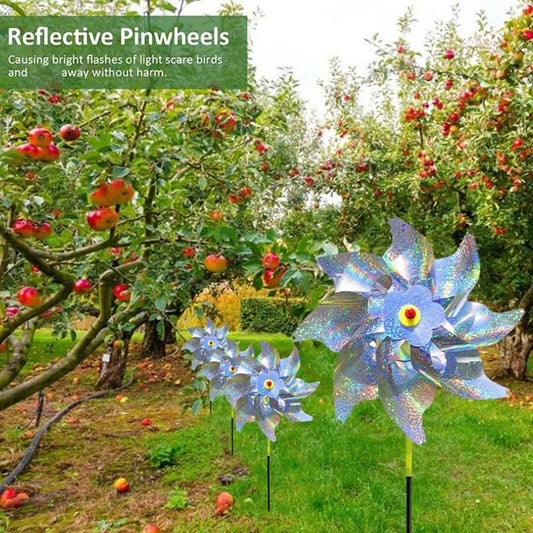 1pc Reflective Birds Repellent Windmills Sparkly Pinwheel With Stake Bird Scare Devices For Spring Garden Decor Supplies