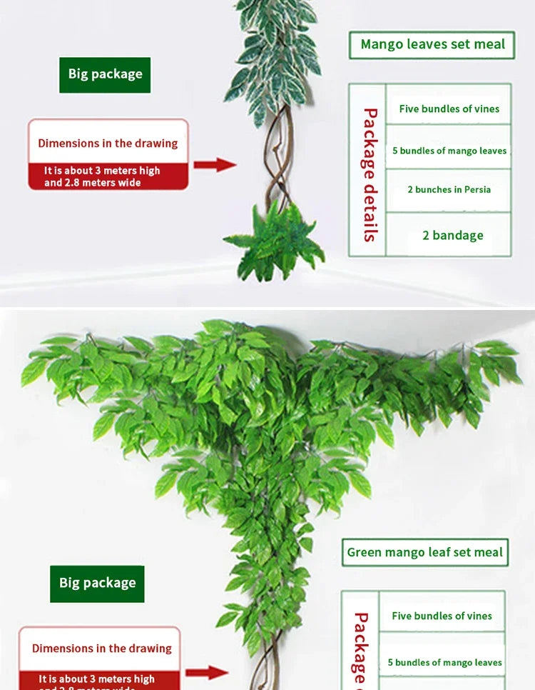 Artificial Green Plants Winding Vine, False Banyan Tree Branch, Indoor Decoration, Living Room, Family, Office, Wedding