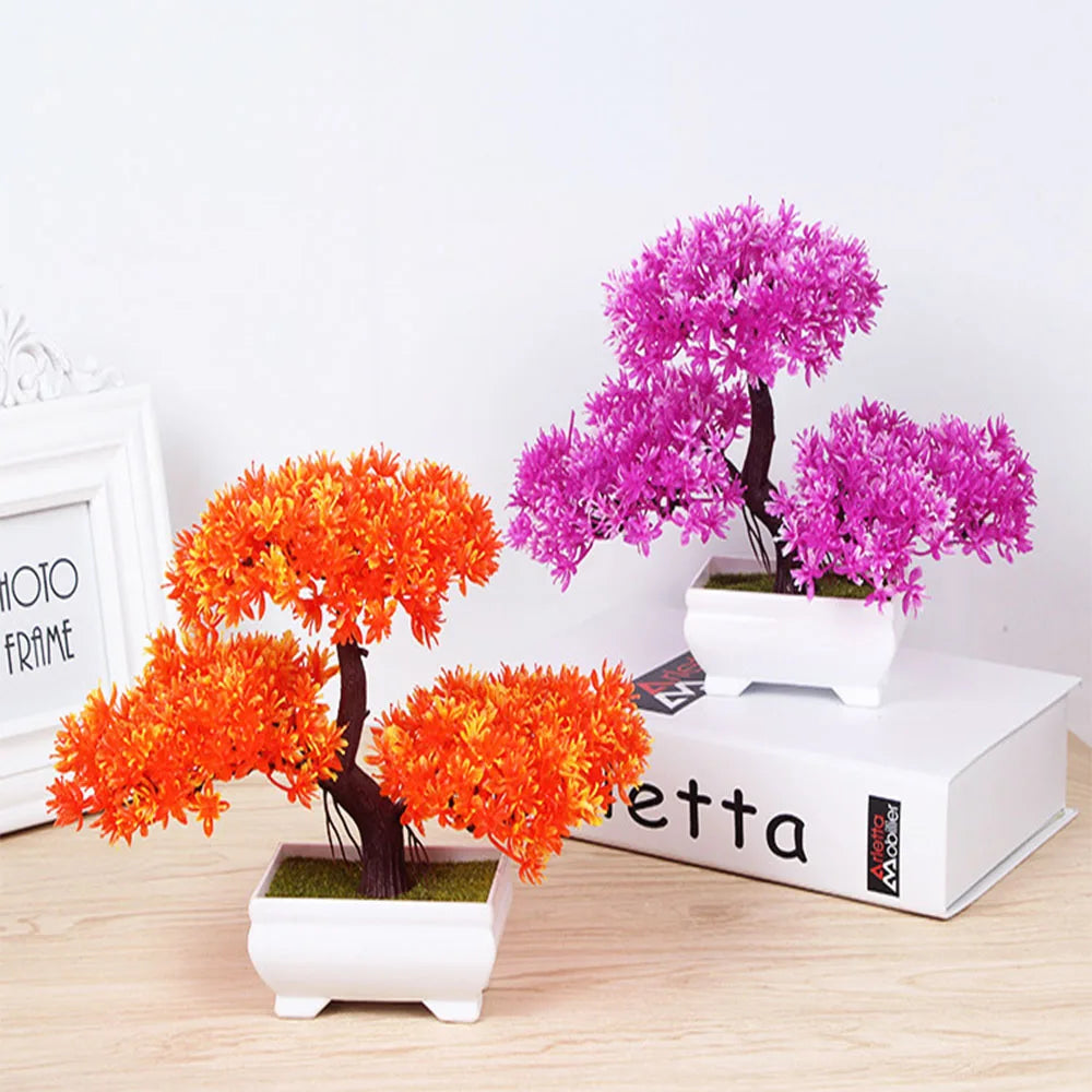 Artificial Plants Bonsai Fake Plant Flowers Potted Ornaments For Table Home Hotel Room  Decoration Garden Decor Small Tree Pot