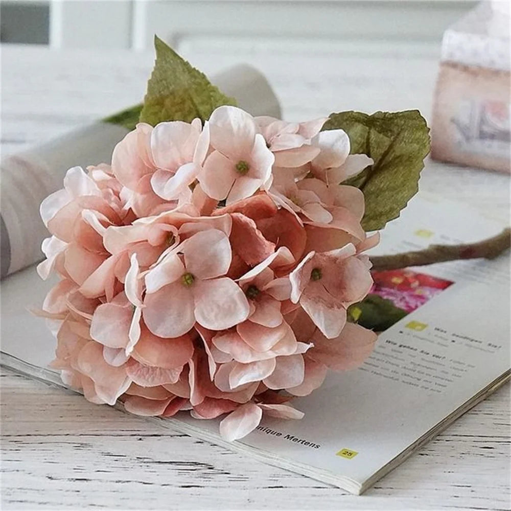 Silk Hydrangea Artificial Flowers Vase for Home Decoration Accessories Wedding Decorative Fake Plants Christmas Garland Material