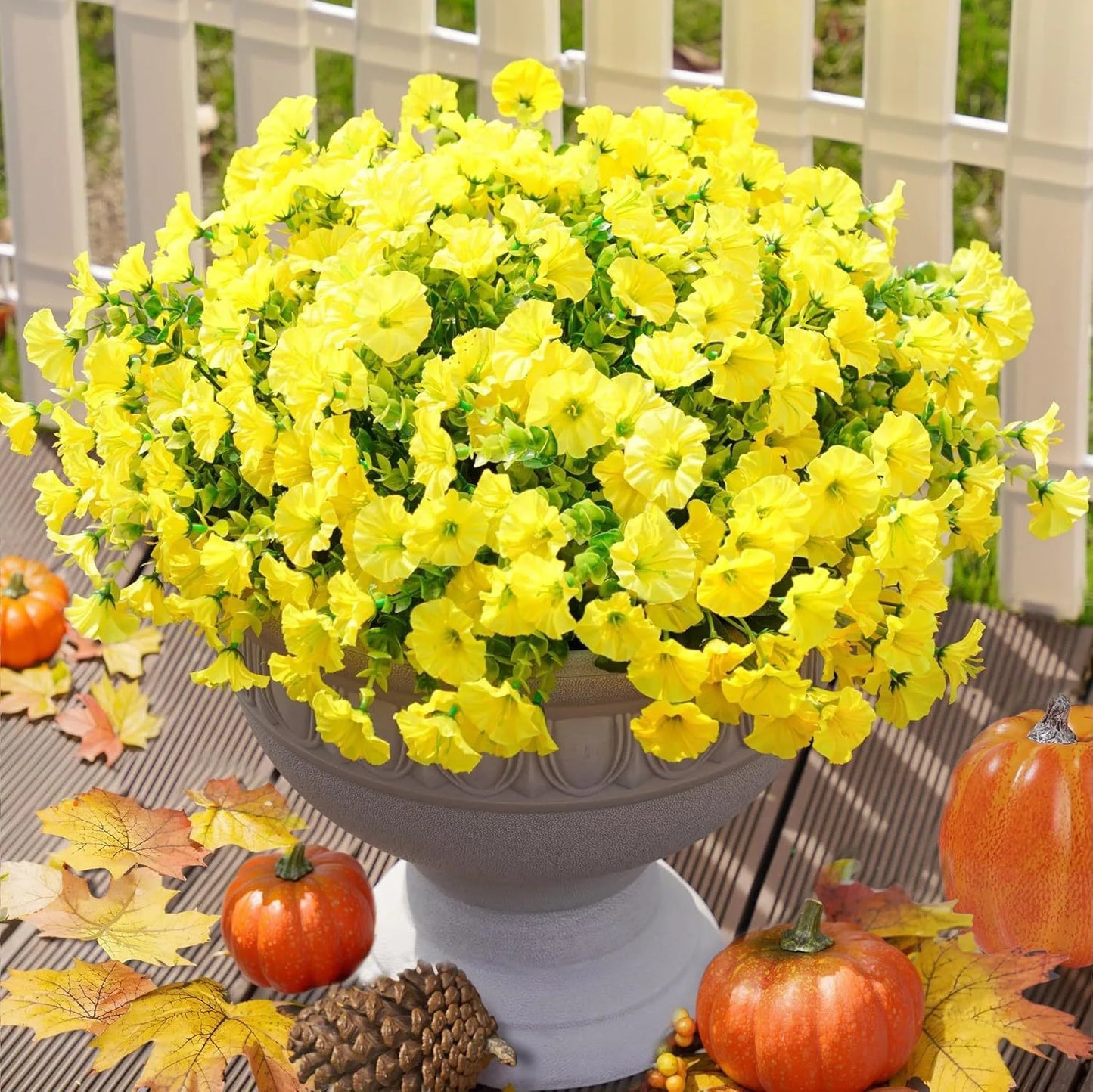 Garden Outdoor Artificial Flowers Simulation Eucalyptus Petunia With Green Leaves Bouquet Fake Morning Glory Home Decoration