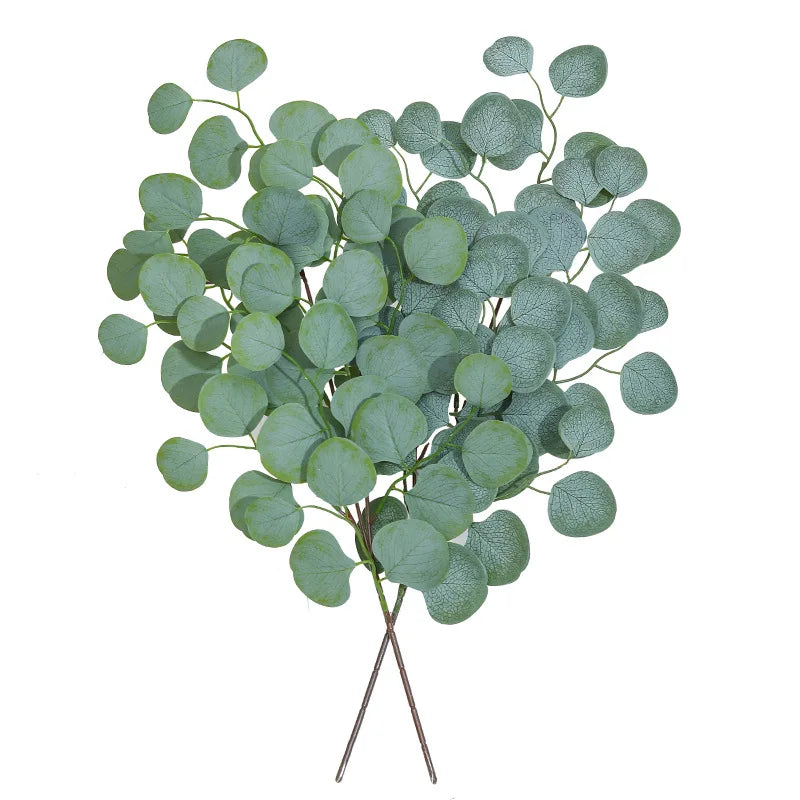 Artificial Plants Plastic Eucalyptus Leaves Wedding Bouquet Home Garden Flowers Wall Diy Room Christmas Autumn Decorations