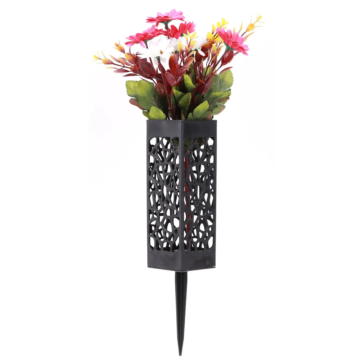 Grave Vase Plastic Stake In Ground Cemetery Grave Fluted Flower Vases Holder with Drainage Hole for Gravestone Decorations