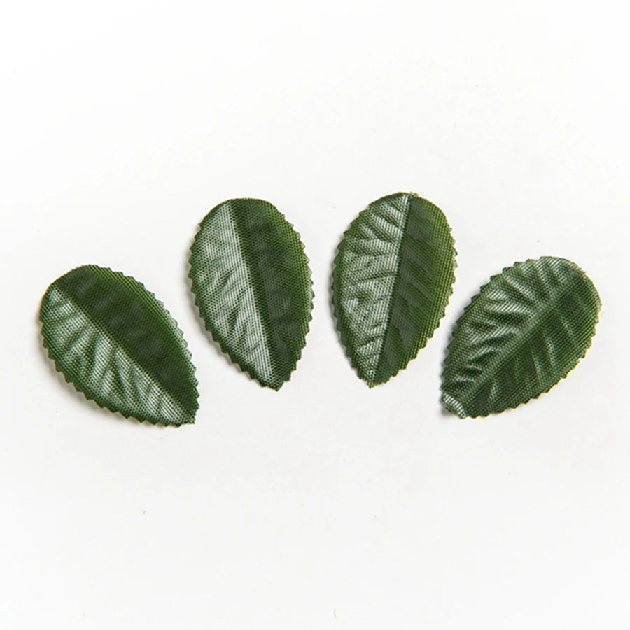 200Pcs Silk Roses Green Leaf Wedding Scrapbooking Home Decoration Diy Handmade Flowers Arrangement Accessories Artificial Plants