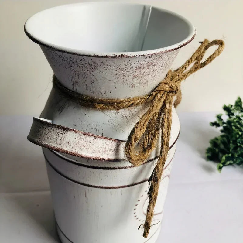 Trendy Design Flower Vase Rustic Farmhouse Vase Metal Galvanized Milk Can Tin French Country Vase Bucket for Home Decor