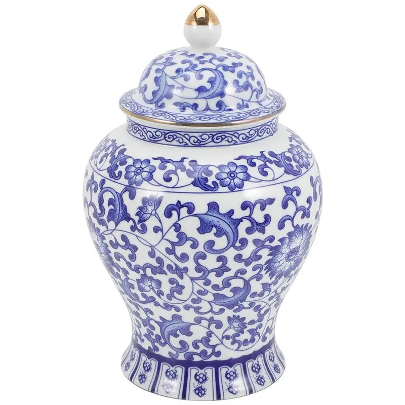 Sealed Blue Tea Canister White Ceramic Tea Canister Porcelain Tea Jar Storage Container Vase Kitchen Home Decor
