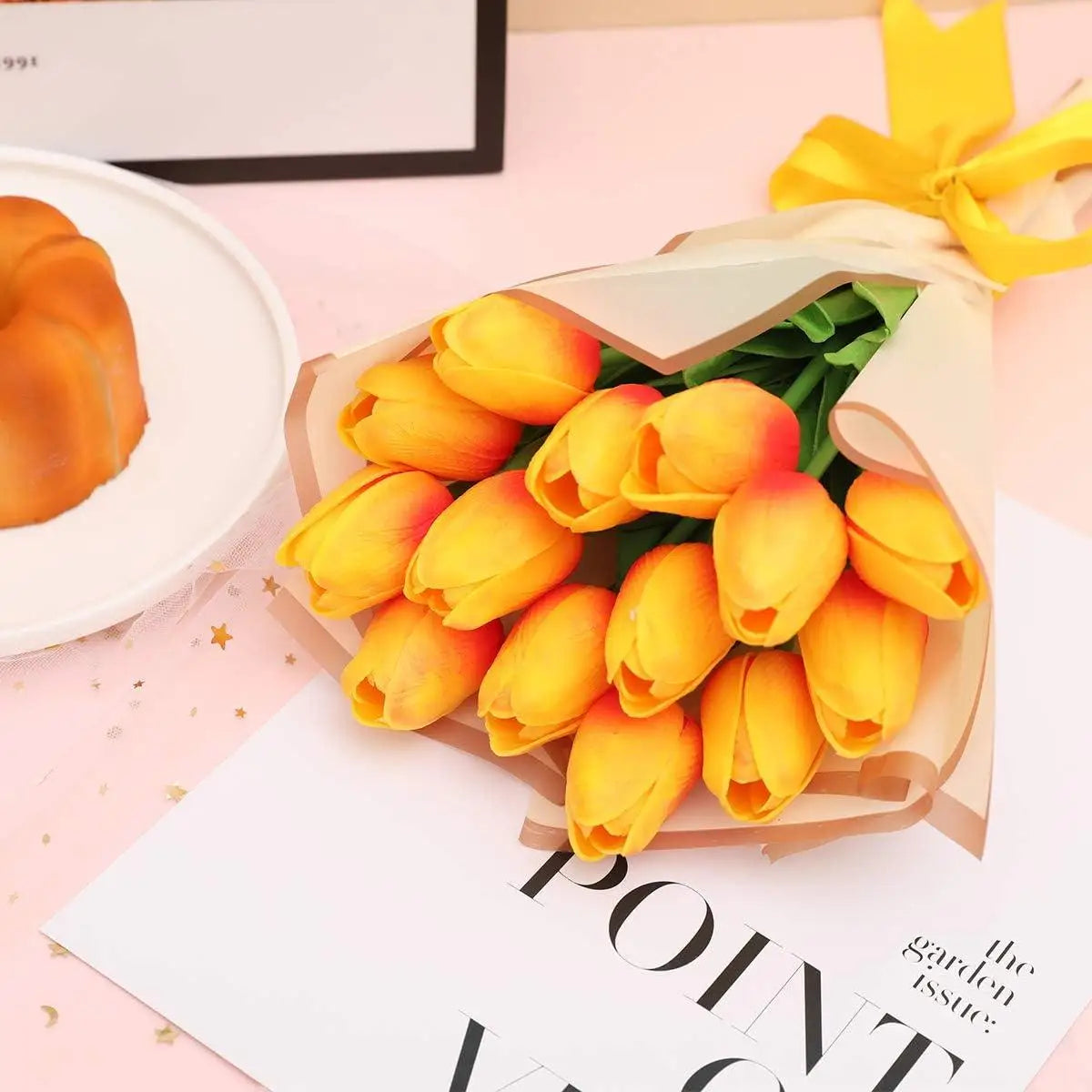 1/3/5/10pcs Tulips Artificial Flowers White Fake Tulips Bouquet Silicone Tulip Flower Home Decor Valentines Gift Wedding Bouquet