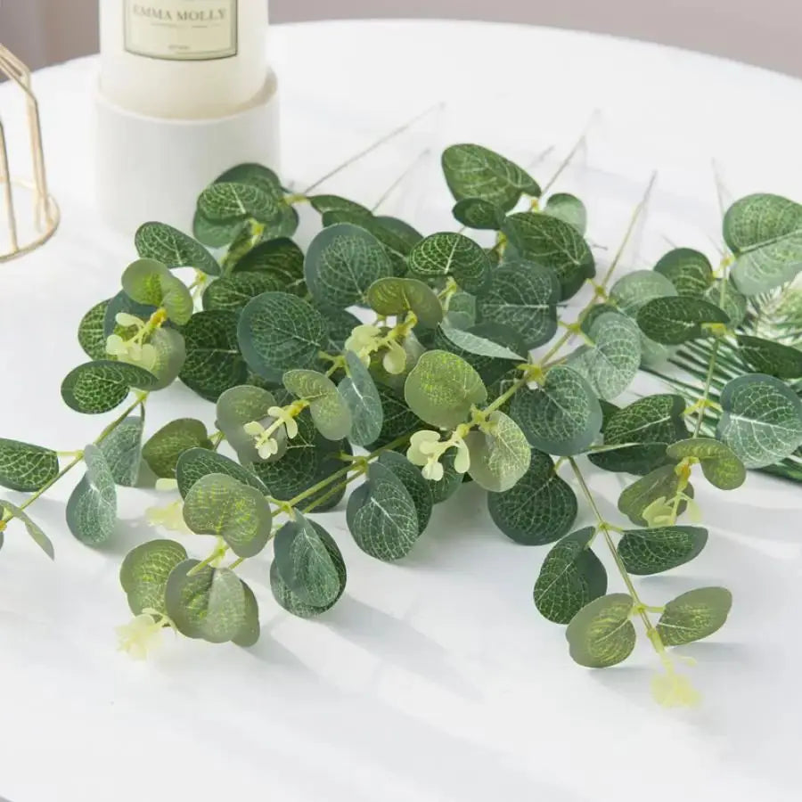 100pcs Artificial Plant Silk Eucalyptus Leaf Christmas Decoration Home Outdoor garden arch Outdoor UV protection Wedding Diy box