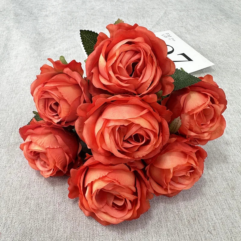 43CM7 Head Pearl Rose Artificial Flower Wedding Road Guide Bouquet Flower Arrangement Valentine's Day Decoration Home Ornament