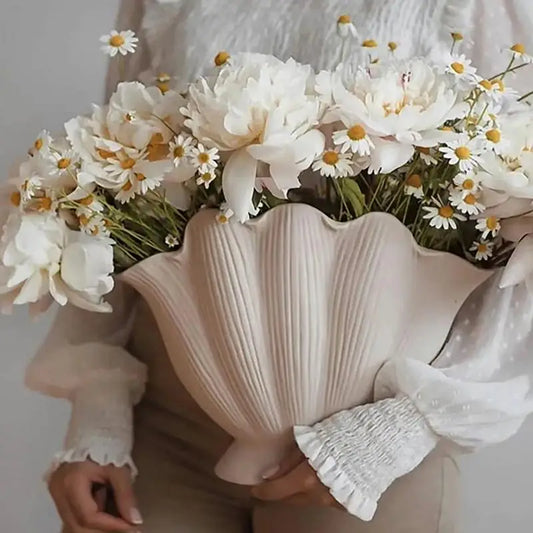 Ceramic Vase Sea Shell Lotus Leaf Leaf Shape Floral Arrangement Accessories Flower Vase Terrarium Room Decoration supplies