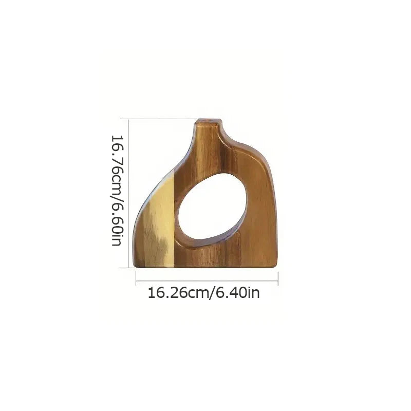 1PC Nordic Style Solid Wood Vase Donut Design Flowerpot Dry Flower Arranging Container Ornament Living Room Table Home Decor