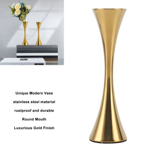 Dry Flower Vases Stainless Steel Flower Vase Modern Gold Rustproof Round Mouth Slim Artistic for Home