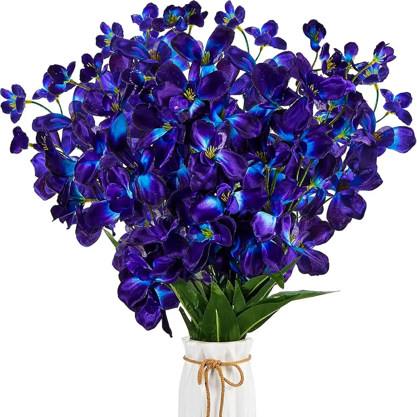 10pcs 27 Inches Artificial Purple Blue Orchid Faux Silk Flowers for Wedding Dinning Home Restaurant Decoration Bridal Bouquet