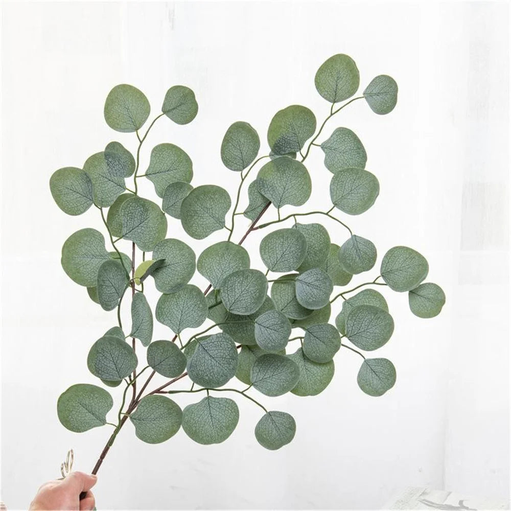 Artificial Plants Plastic Eucalyptus Leaves Wedding Bouquet Home Garden Flowers Wall Diy Room Christmas Autumn Decorations