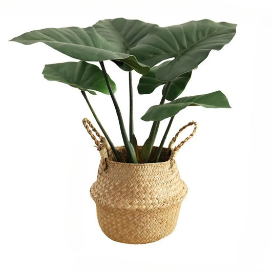 Foldable Wicker Basket Handmade Rattan Flower Pot Seagrass Planter Box Decorative Storage Organizer Home Decor Use Dropshipping