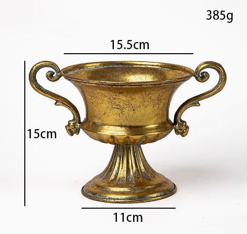 European Golden Retro Iron Vase Flower Arrangement Vessel Decoration Home Room Ornaments Wedding Banquet Table Accessories Items