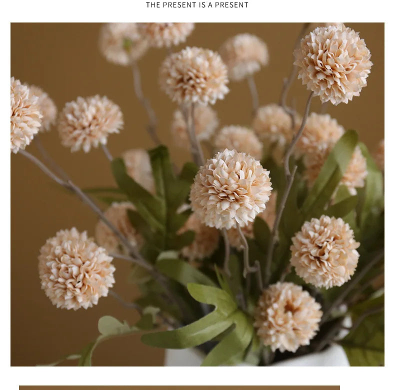 10 pcs Dandelion Artificial Flower Wedding  5 Head Fake Flowers Small Thorn Ball Home Decoration Bouquet Valentine's Day