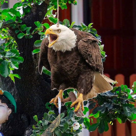Waterproof Bird Repel Owl Scarecrow Hanging With Bells Fake Bird Scare Device Rectangle Bird Repeller Garden Decoration