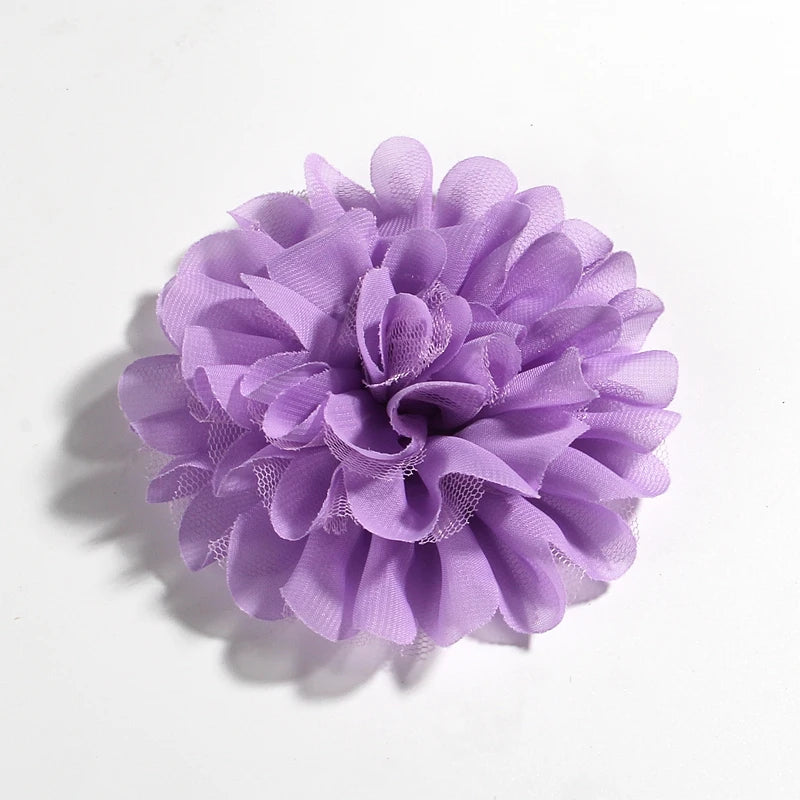 5PCS 4.4"11CM Lace Trim Patch Applique Fabric Artificial Flowers Wedding Dress Chiffon Flower Bride Hair Veil Clothes Decoration