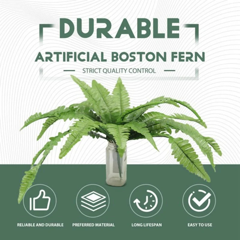 UV Resistant Lifelike Artificial Boston Fern, Artificial Ferns For Outdoors, Faux Ferns Fake Ferns Artificial Plants Durable