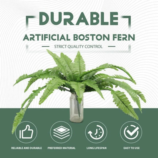 UV Resistant Lifelike Artificial Boston Fern, Artificial Ferns For Outdoors, Faux Ferns Fake Ferns Artificial Plants Durable
