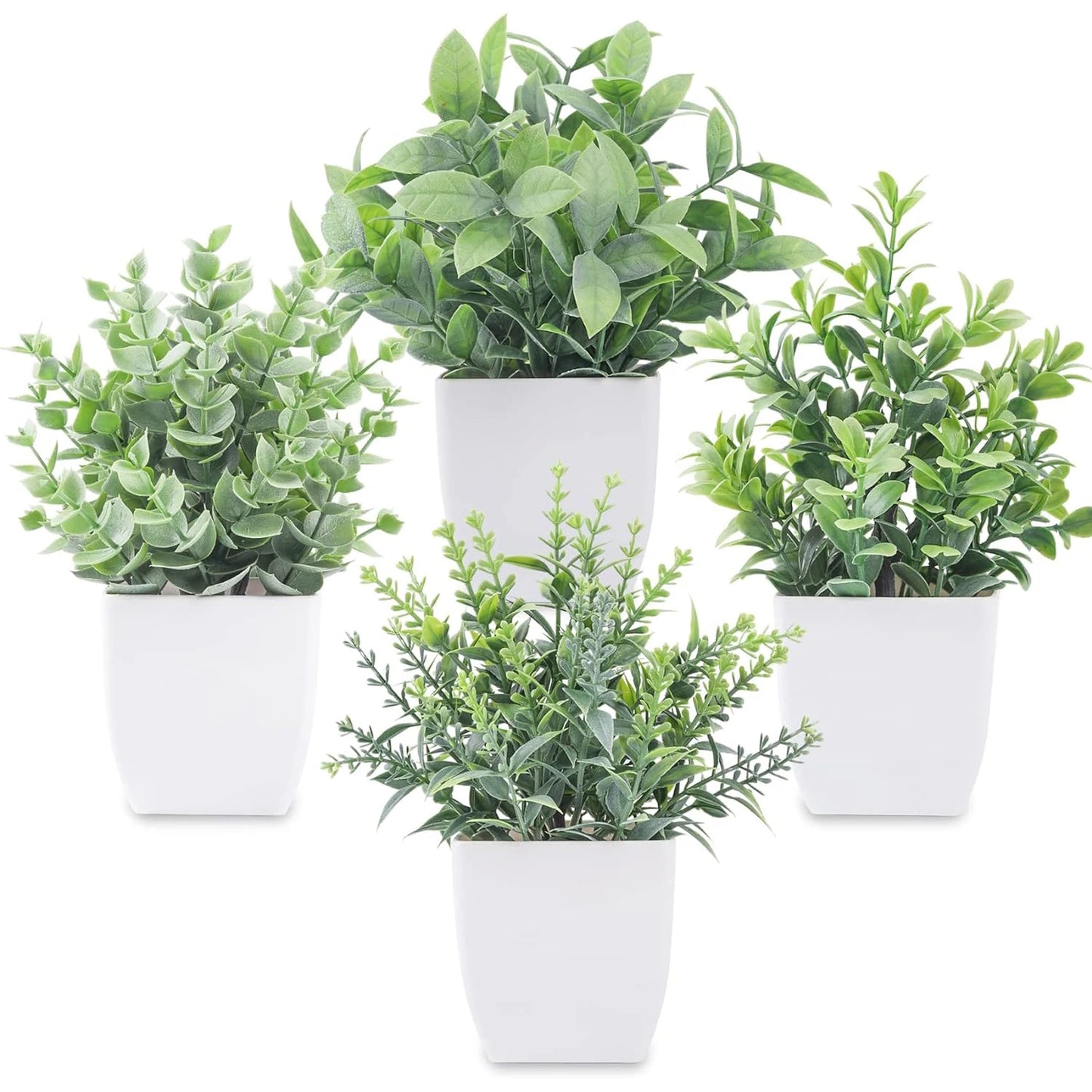 4pcs Simulation Bonsai, Artificial Greenery Potted Plants, Fake Plant For Farmhouse Bedroom Living Room Bathroom Home Decor