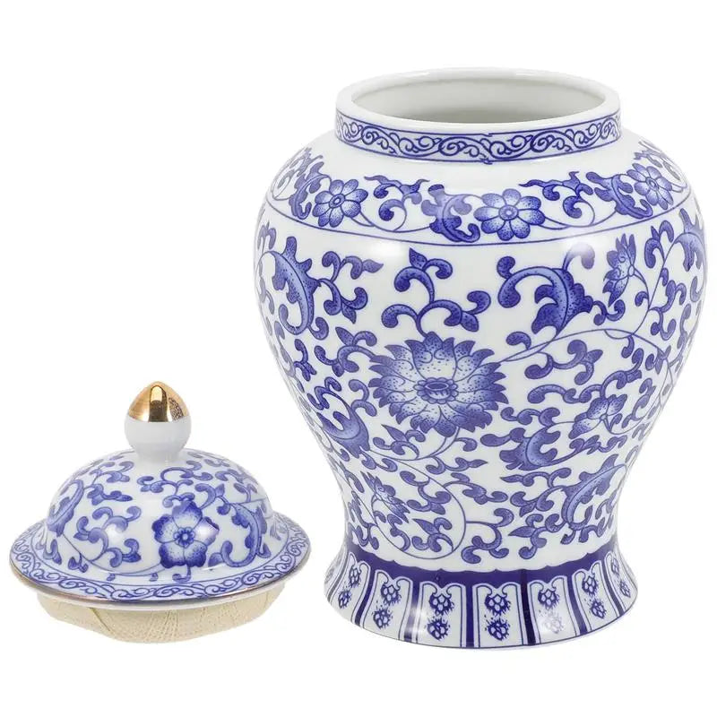 Sealed Blue Tea Canister White Ceramic Tea Canister Porcelain Tea Jar Storage Container Vase Kitchen Home Decor
