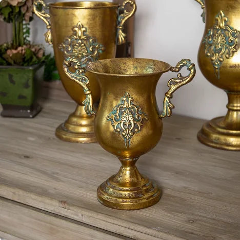 European Golden Retro Iron Vase Flower Arrangement Vessel Decoration Home Room Ornaments Wedding Banquet Table Accessories Items
