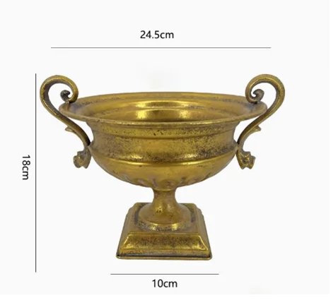 European Golden Retro Iron Vase Flower Arrangement Vessel Decoration Home Room Ornaments Wedding Banquet Table Accessories Items