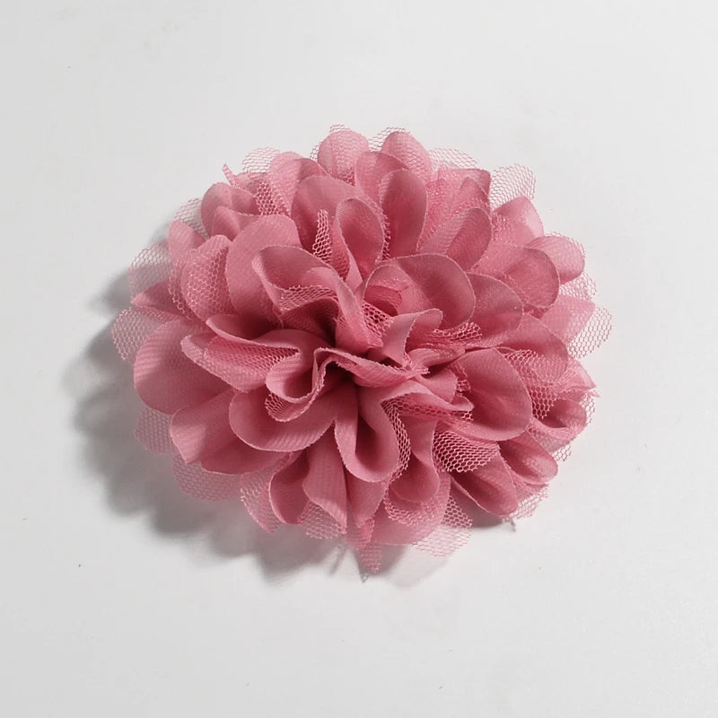 5PCS 4.4"11CM Lace Trim Patch Applique Fabric Artificial Flowers Wedding Dress Chiffon Flower Bride Hair Veil Clothes Decoration