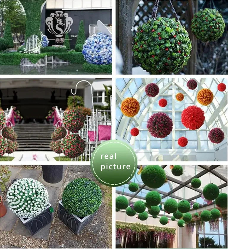 Artificial Flower Balls Hanging Decorative Simulated Fake Plant Landscaping Outdoor Courtyard Roof Home Garden Durable Decor