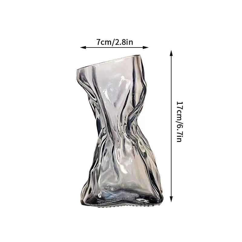 Irregular Glass Flower Vase Crystal Clear Vase Ins Style Decorative Vases for Home Office Wedding Dinner Table Party Decor