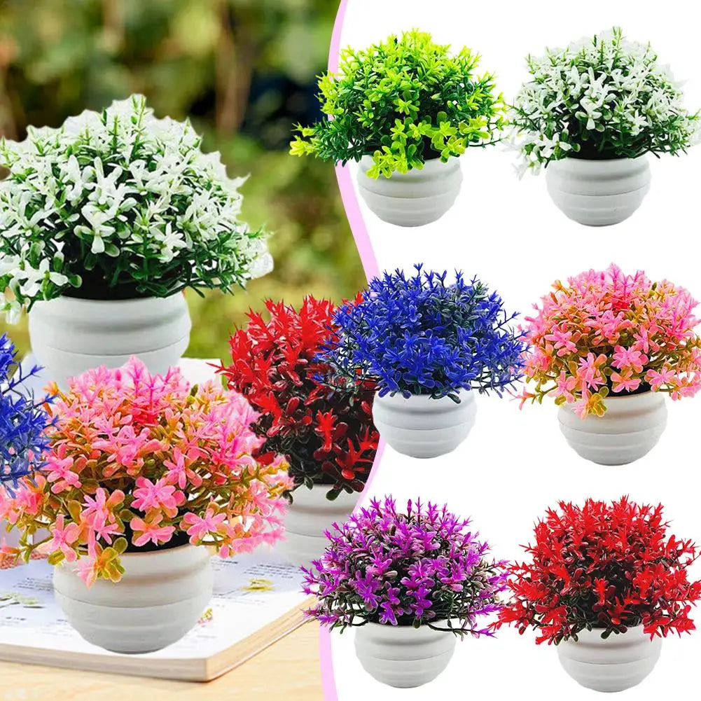 Artificial Plant Bonsai Desktop Small Face Plant Flower Pot Kitchen Bedroom Office Tabletop Decoration Potted Flower Ornament