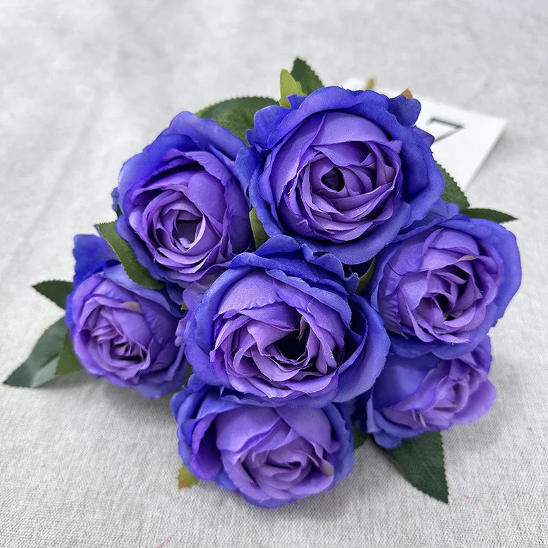 43CM7 Head Pearl Rose Artificial Flower Wedding Road Guide Bouquet Flower Arrangement Valentine's Day Decoration Home Ornament