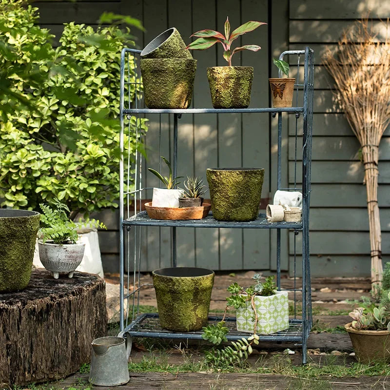 Creative imitation moss cement flower pot succulent flower utensil mud tile pot quaint planting utensils grocery garden ornament