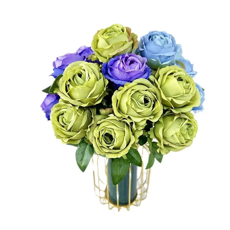 43CM7 Head Pearl Rose Artificial Flower Wedding Road Guide Bouquet Flower Arrangement Valentine's Day Decoration Home Ornament