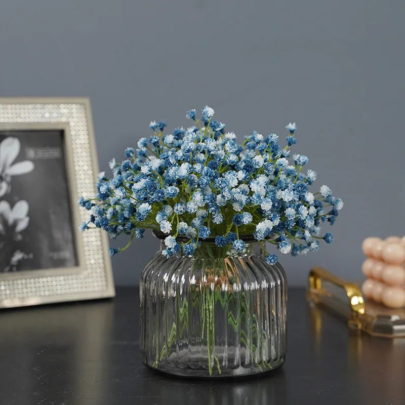 New 20cm Small Single Gypsophila Artificial Flower Wholesale Purple Milky White Blue Pink Bouquet Plastic False Flower Bouquet