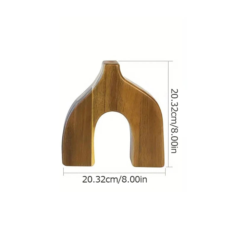 1PC Nordic Style Solid Wood Vase Donut Design Flowerpot Dry Flower Arranging Container Ornament Living Room Table Home Decor