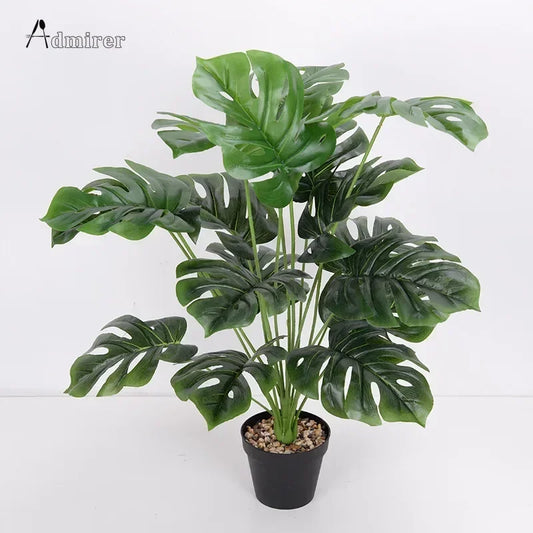 Artificial Plants Green Palm Leaves Monstera Home Garden Living Room Bedroom Balcony Decoration Tropical Plastic Fake Plant Long